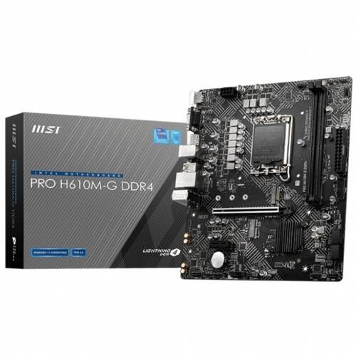 Msı PRO H610M-G DDR4 SOKET 1700 3200(OC) PCI-E Ge4 M.2 1x/USB3.2/1GLAN mATX