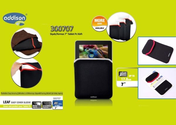 ADDISON 300707 Siyah / Kırmızı 7'' Tablet Kılıfı