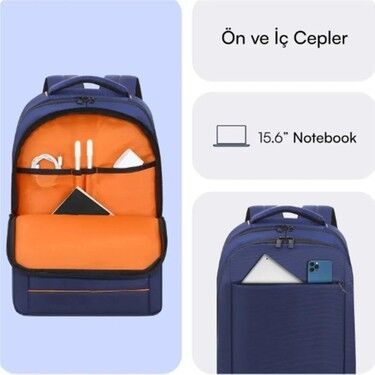 Mack MCC-006BL 15.6'' Office Dahili USB Girişli Notebook Sırt Çantası Lacivert