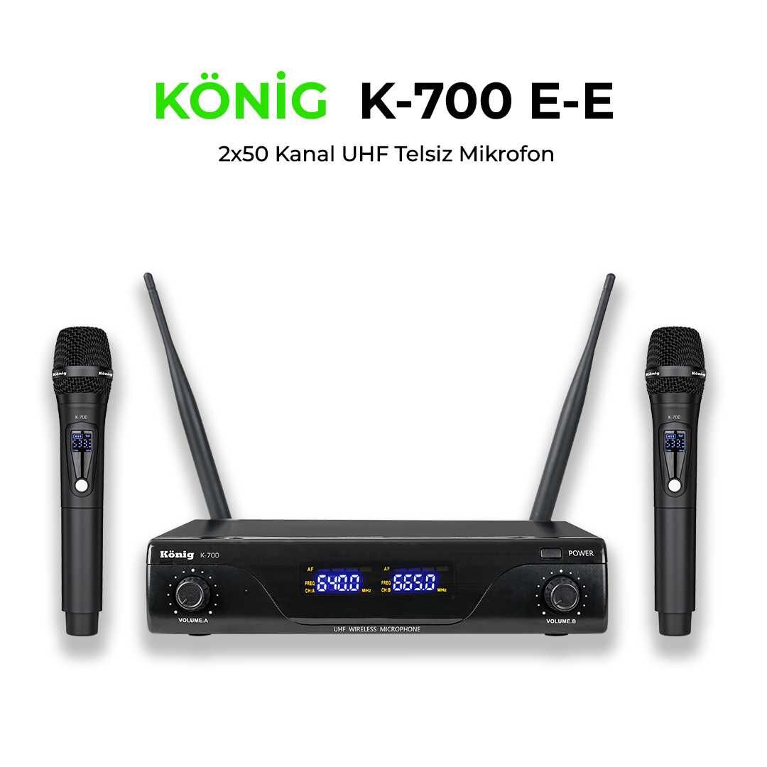 KÖNİG K-700 E-E 2x50 Kanal UHF Telsiz 2 EL Mikrofon