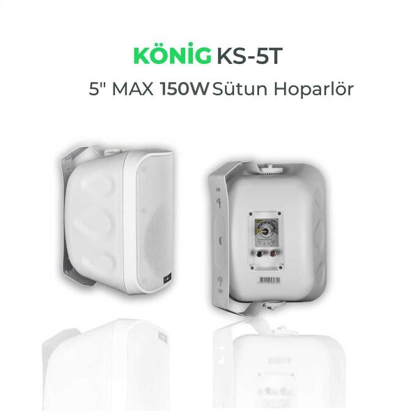 KÖNİG KS-5T 5'' 150W 2 Yollu Duvar Tipi Sütun Hoparlör Beyaz