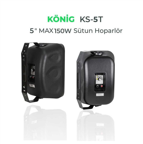 KÖNİG KS-5T 5'' 150W 2 Yollu Duvar Tipi Sütun Hoparlör Siyah