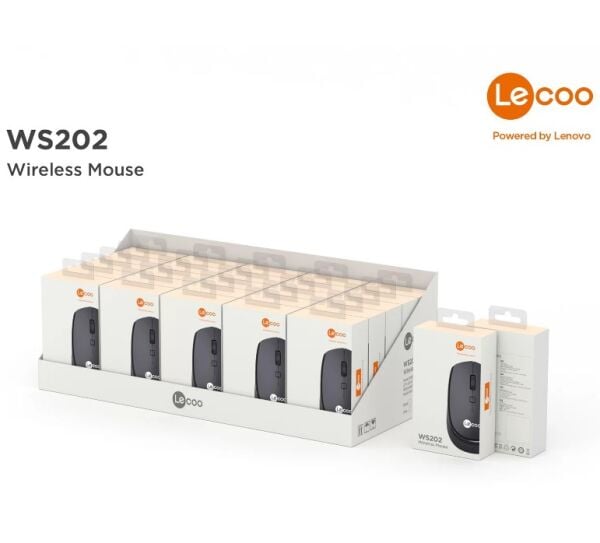 Lenovo Lecoo WS202 Nano Alıcılı Kablosuz 1600dpi Siyah 4 Tuş Mouse