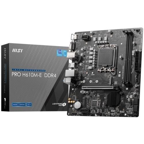 Msı Pro H610M-E Soket 1700 DDR4 3200(OC) HDMI VGA M.2 USB3.2 1x 1G LAN mATX