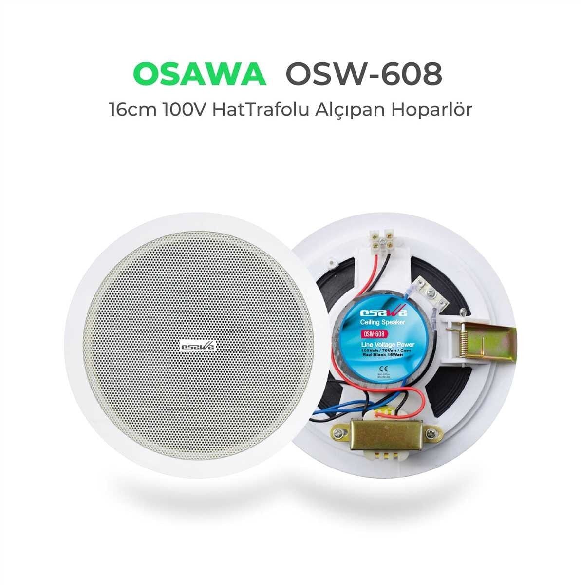 OSAWA OSW-608 16CM 15W 100V Hat Trafolu Alçıpan Tavan Hoparlörü Beyaz