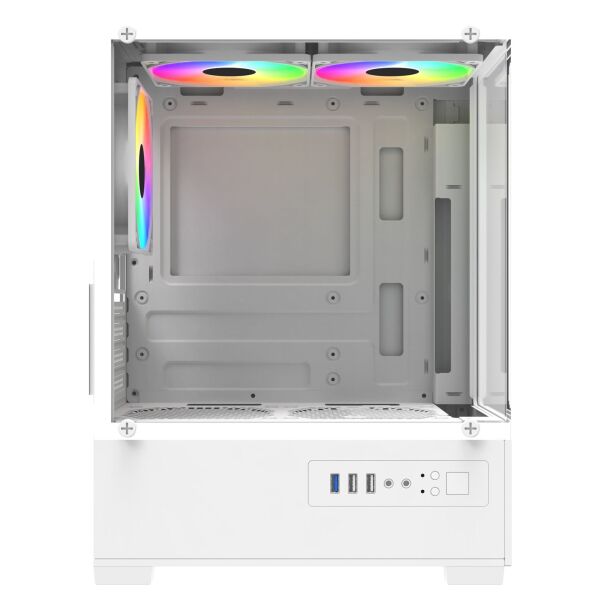 PowerBoost PB-M5001W 500w 3x12cm Rainbow Fanlı USB 3.0 Seaview mATX Gaming Beyaz