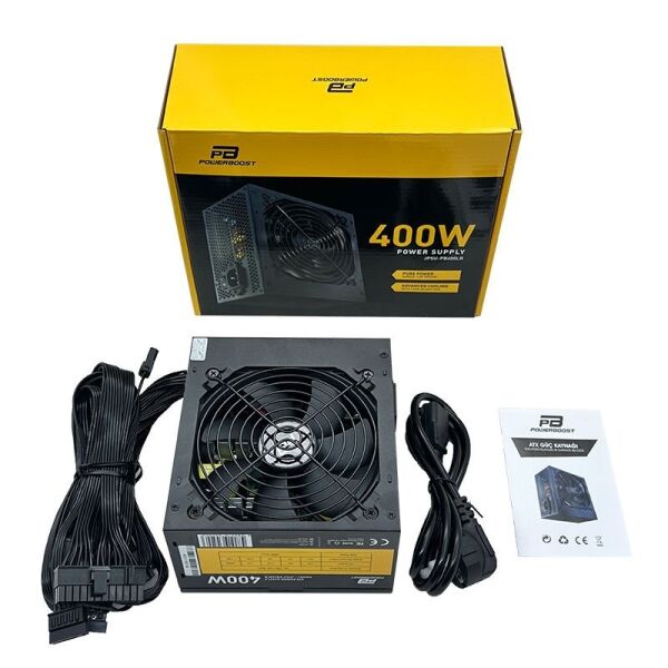 PowerBoost PB400LR 400W 1*PCI-E 6 Pin 12cm Siyah Fanlı ATX Power Supply