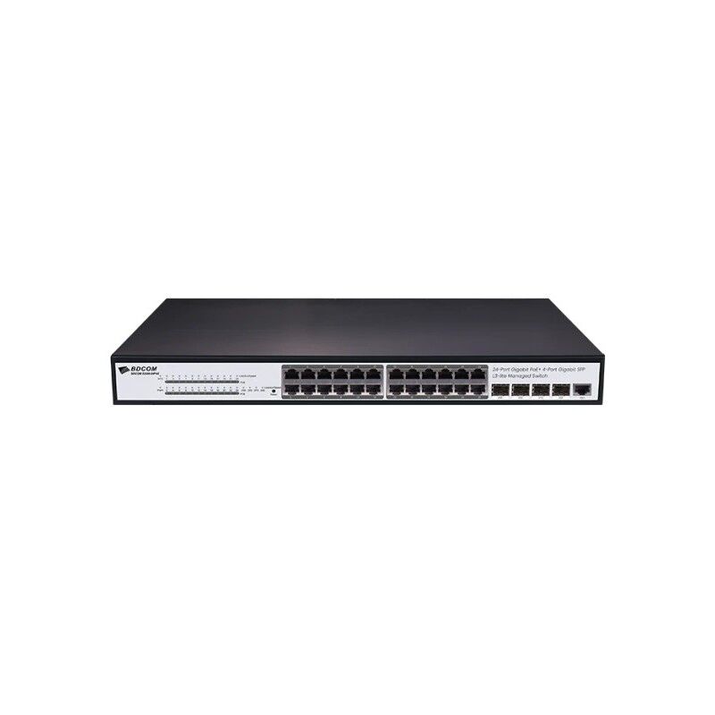 BDCOM S2500-24P4S 28 Port GIGABIT 24xPoE 370W 4x1000 SFP L3 Yönetilebilir Switch