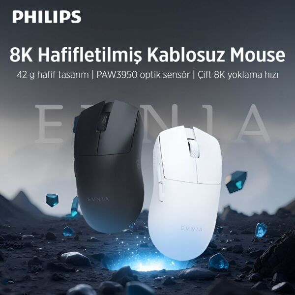 Philips Evnia SPK9718B/38 Kablosuz 36000 DPI PAW3950 Gaming Oyuncu Mouse Siyah