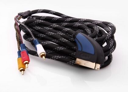 S-link SLX-930 SCART TO 3RCA 2m Gold+Kılıflı Kablo