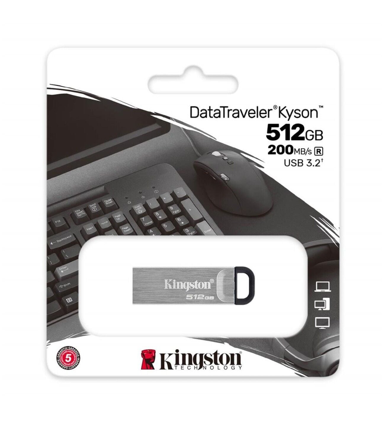 512GB Kingston DTKN/512GB DataTraveler Kyson Metal USB 3.2 Gen 1 Flash Bellek