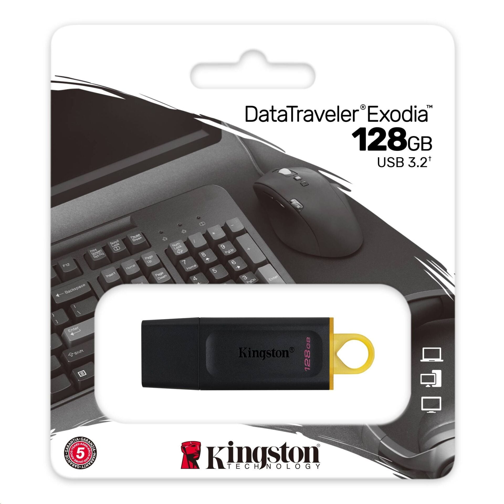 128GB Kingston DTX/128GB USB 3.2 Gen1 D.Trav.Exodia (Black+Yellow) Flash Bellek