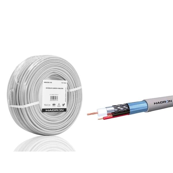Hadron HDX5580-100 CCTV Kablo Mini Coax ECO CCA 2x0.50 mm 100 m Gri