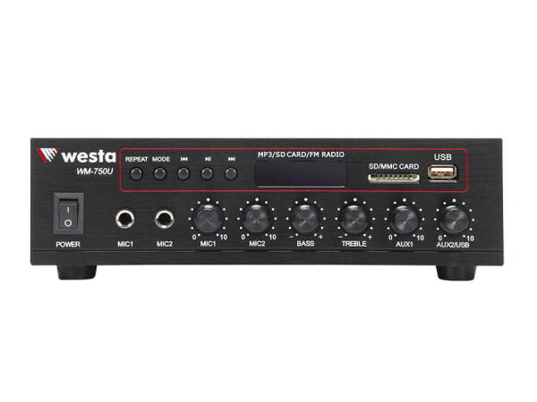 WESTA WM-750U 80W 100V Trafolu USB Bluetooth Mikser Amfi