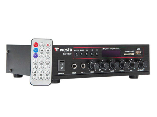 WESTA WM-750U 80W 100V Trafolu USB Bluetooth Mikser Amfi