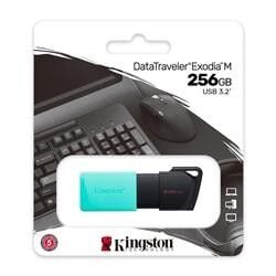256GB Kingston DTXM/256GB USB 3.2 Gen1 D.Trv. Exo. (Black+Teal) Flash Bellek