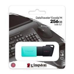 256GB Kingston DTXM/256GB USB 3.2 Gen1 D.Trv. Exo. (Black+Teal) Flash Bellek
