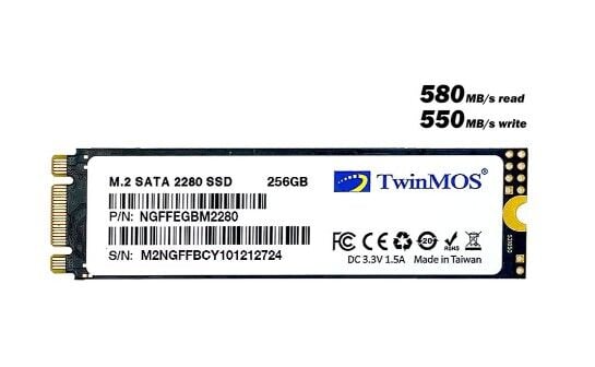 256GB TwinMOS M.2 2280 Sata3 580Mb-550Mb/s (NGFFEGBM2280) SSD Disk