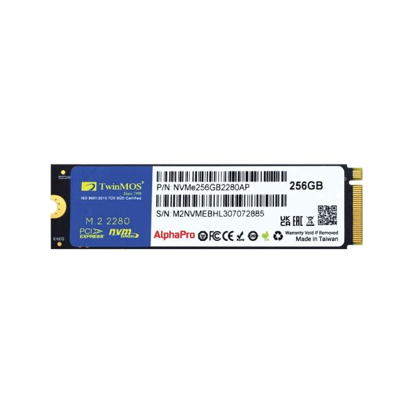256GB TwinMOS M.2 PCIe Gen3 3600-3250Mb/s TLC (NVMe256GB2280AP) NVMe SSD Disk