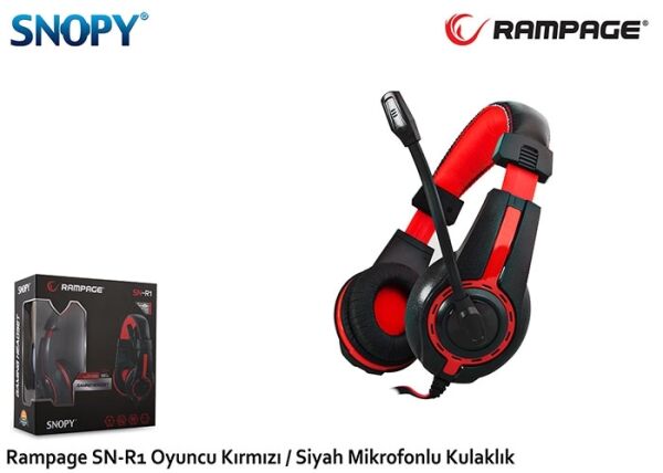 Snopy Rampage SN-R1 Oyuncu Kırmızı/Siyah Mikrofonlu Kulaklık