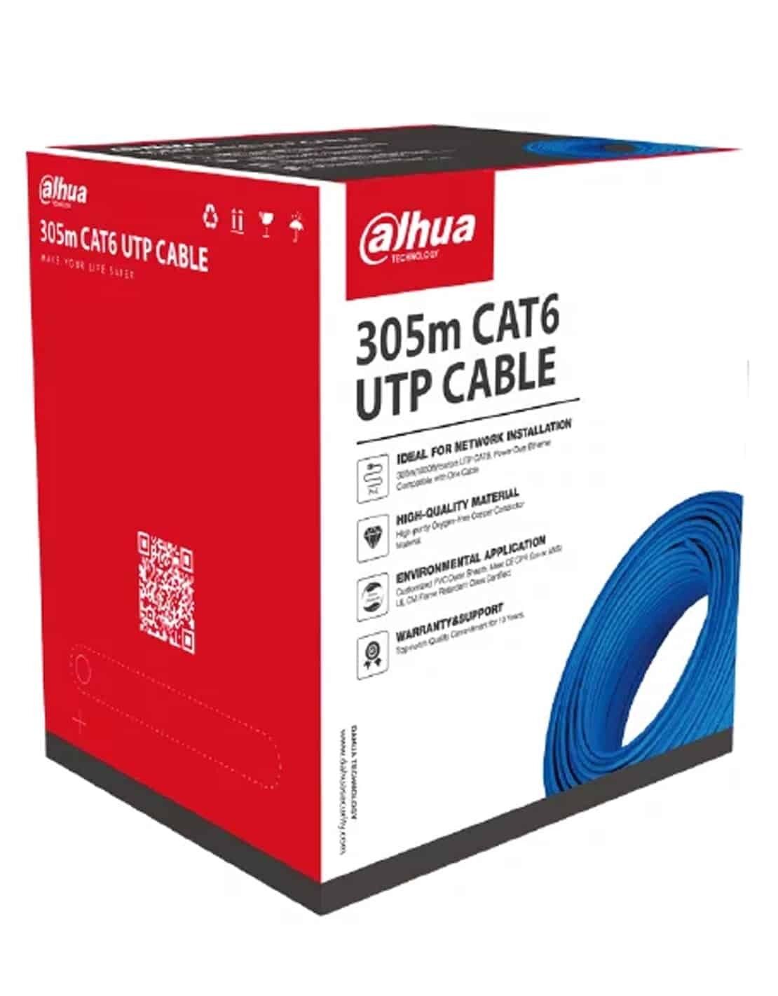 Dahua PFM920I-6UN-C UTP CAT6 305M 0.53 OFC+PVC+Flame Retard İç Ortam Kablo Mavi