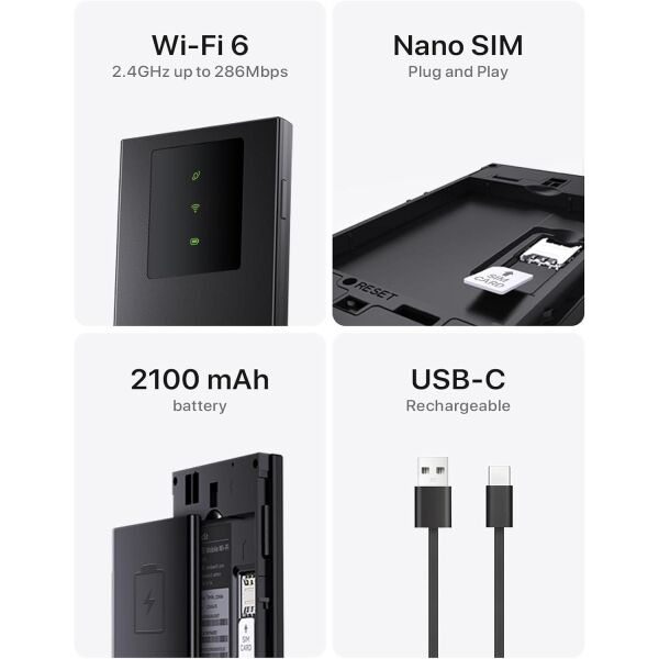 Tenda MF3 4G LTE WiFi6 Bataryalı Taşınabilir Mobil Router
