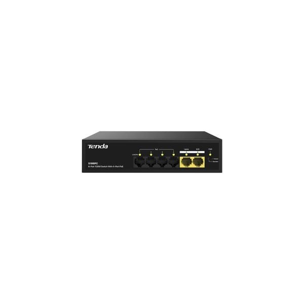 Tenda S106PC 55W 10/100Mbps 4 Port Poe 2 Uplink Switch