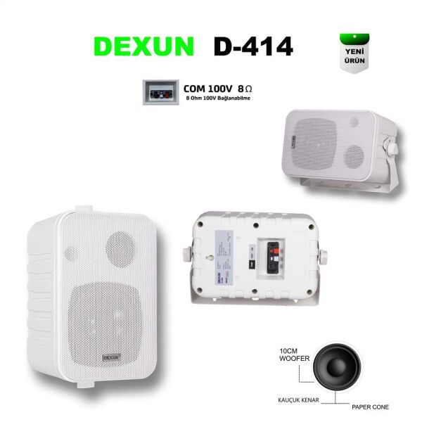 DEXUN D-414T 4'' 15W 100V Hat Trafolu 2 Yollu Beyaz Sütun Hoparlörü