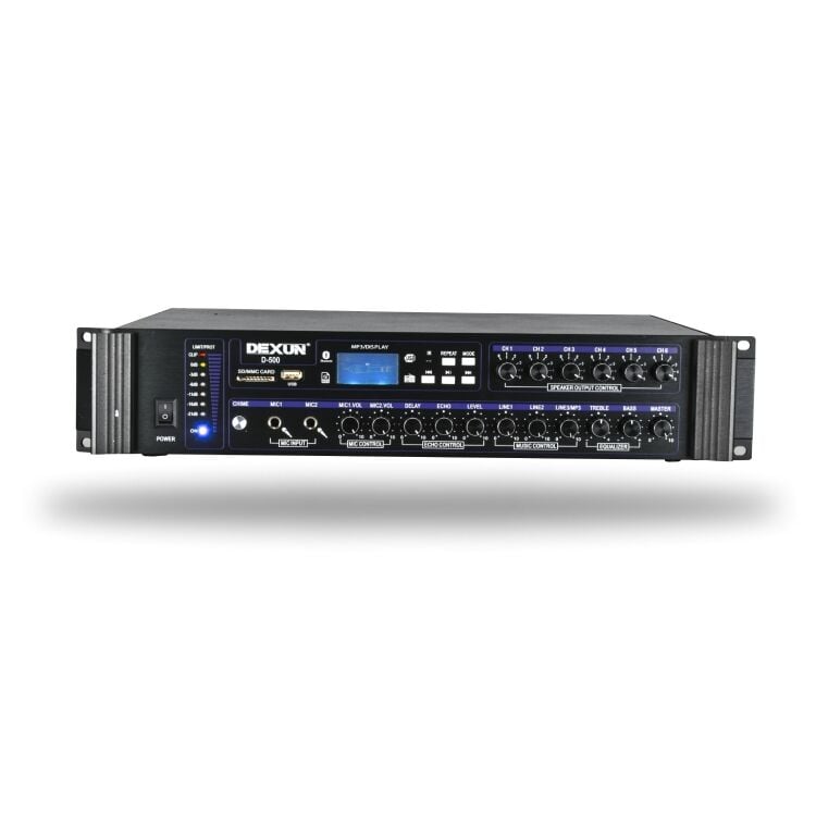 DEXUN D-500 700W 100V 6 Bölgeli Hat Trafolu USB Bluetooth Mikser Amfi