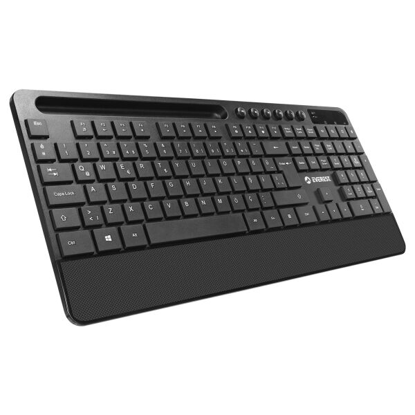 Everest KM-9676 Siyah Multimedya Tablet-Telefon Standlı Klavye + Mouse Set