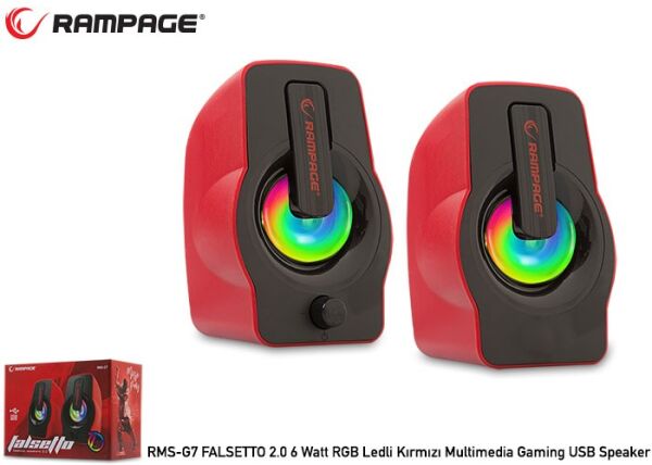 Everest Rampage RMS-G7 FALSETTO 2.0 Ledli Kırmızı MM Gaming USB Hoparlör