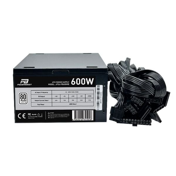 PowerBoost PB600WB 600W 80+ White APFC 4*PCI-E 6+2 Pin 12cm Siyah Fanlı ATX PSU