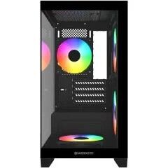 GameBooster M6001B 600W 4*12 Rainbow Fan Mid-T M-ATX SeaView Gaming Siyah Kasa