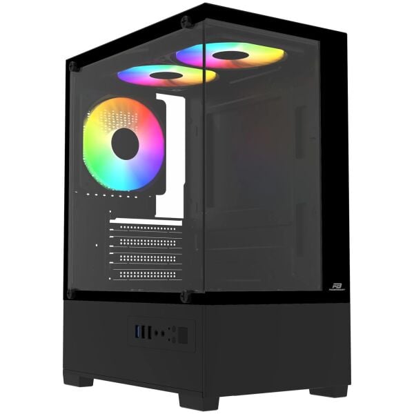 PowerBoost M5001B 500W 3*12cm Rainbow Fan USB 3.0 Seaview MATX Gaming Siyah Kasa