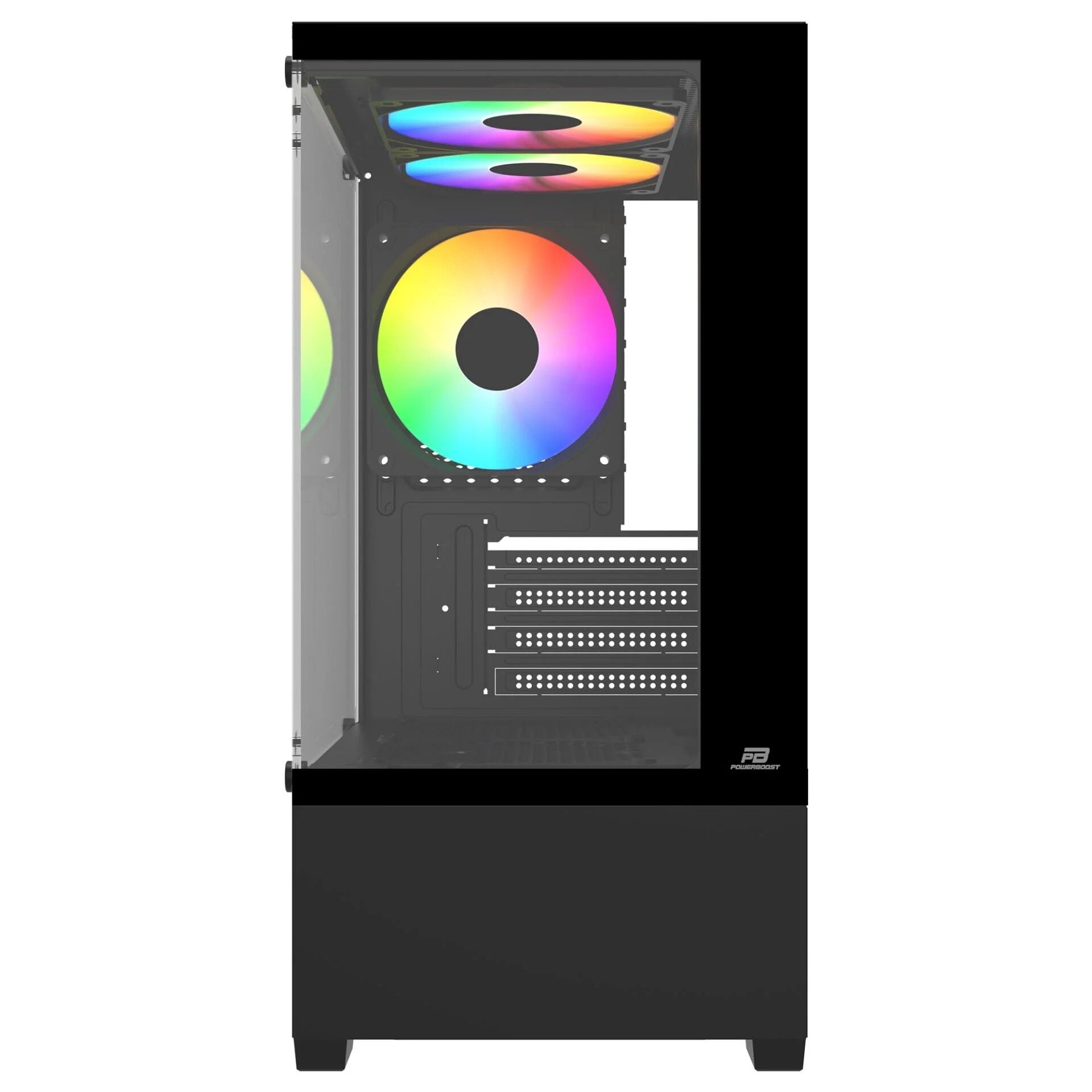 PowerBoost M5001B 500W 3*12cm Rainbow Fan USB 3.0 Seaview MATX Gaming Siyah Kasa